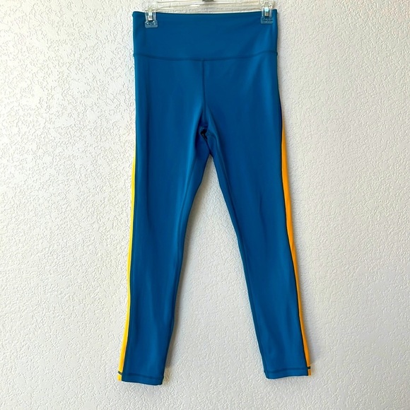 Zyia Janis Legging Active wear Side Stripe Yellow and Blue size 6/8 - Picture 2 of 12